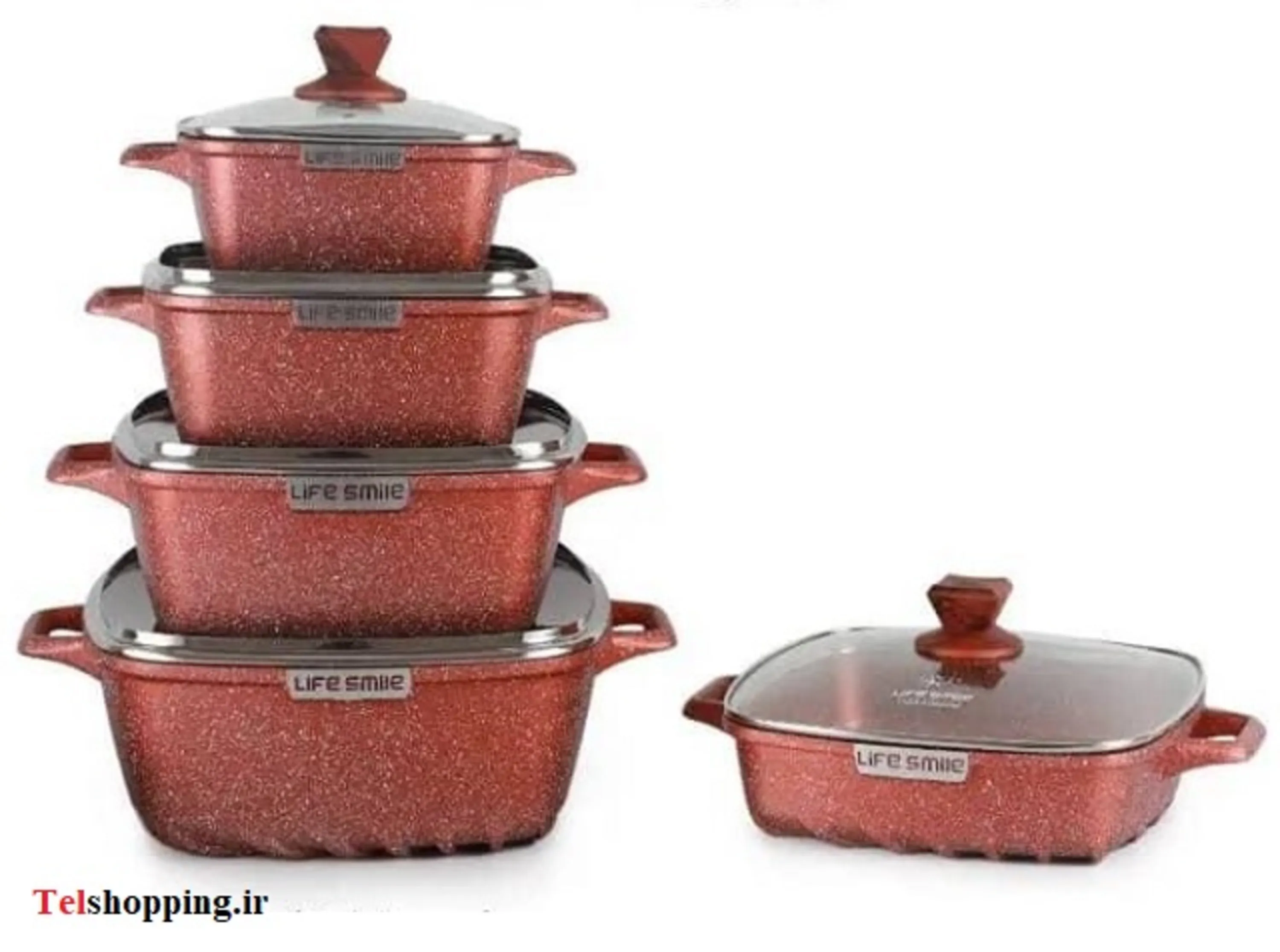 سرویس قابلمه 10 پارچه مربعی تمام گرانیت Life Smile