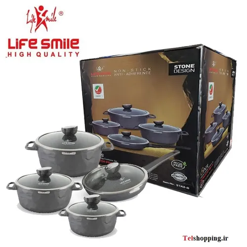 سرویس قابلمه  8 پارچه گرانیتی ( طرح سنگ ) لایف اسمایل مدل  STA8