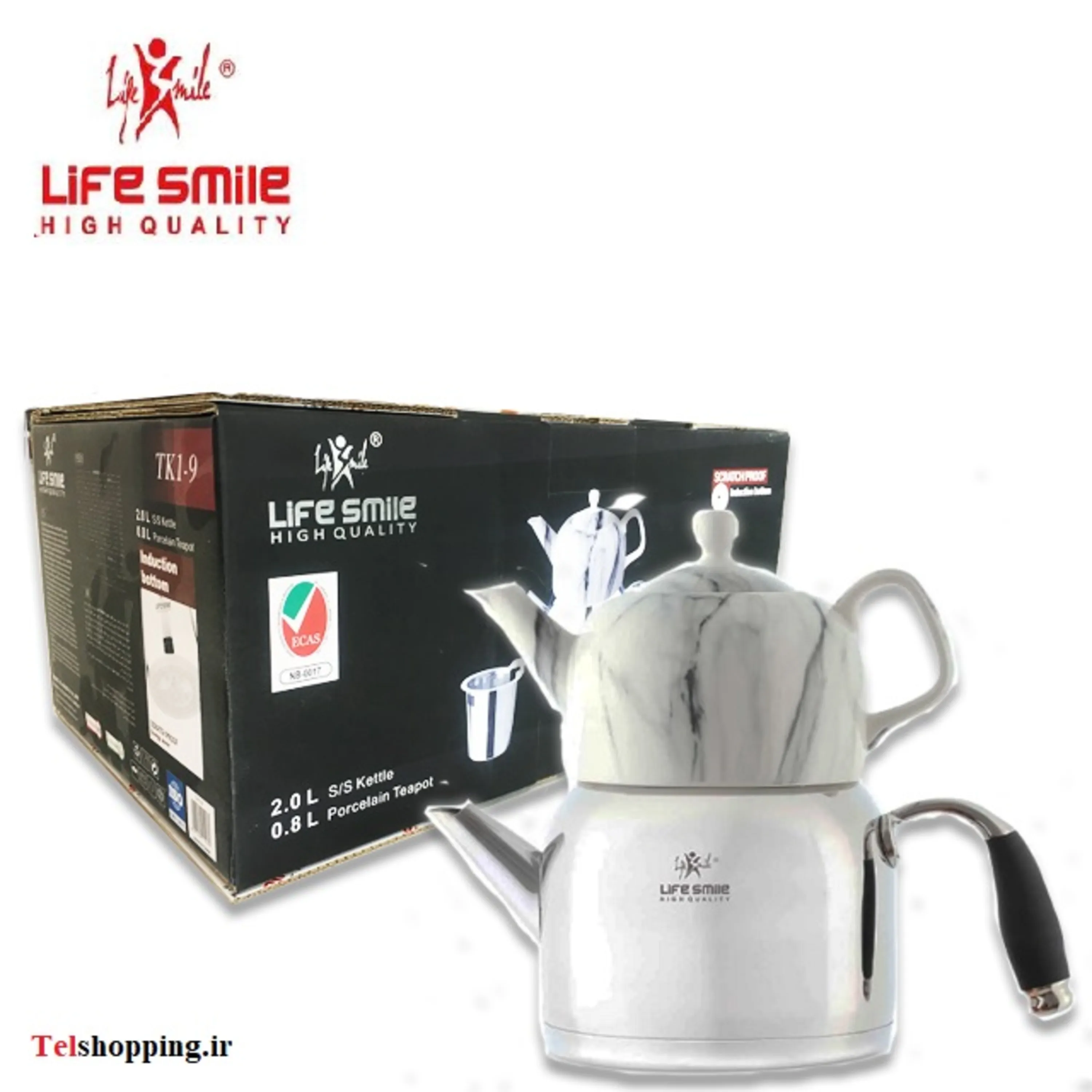 کتری و قوری لایف اسمایل مدل Tk1-9