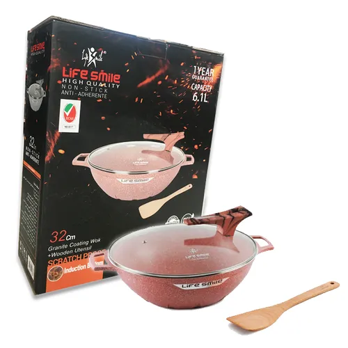 تابه وک دو دسته گرانیتی لایف اسمایل مدل SPF2HWOK-32