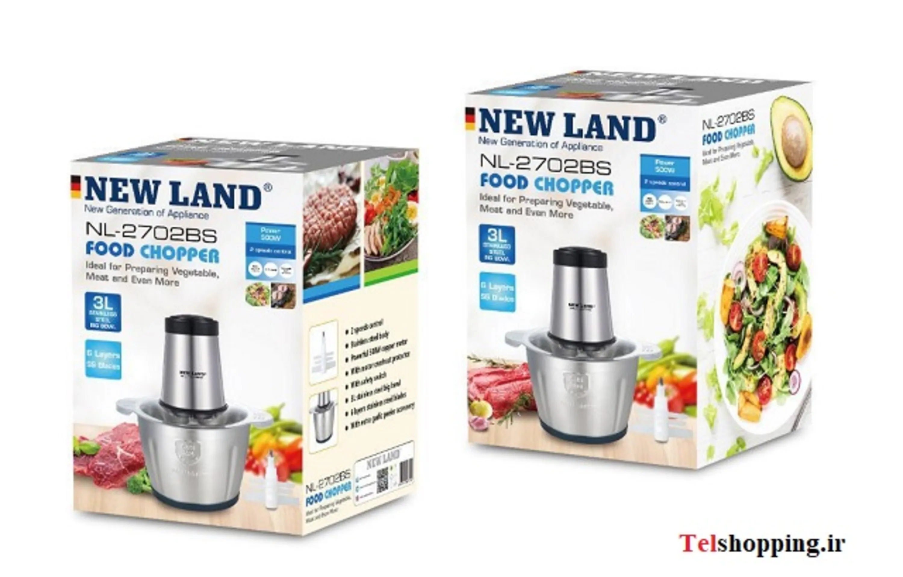 خرد کن 3 لیتری استیل نیولند مدل NL-2702BS