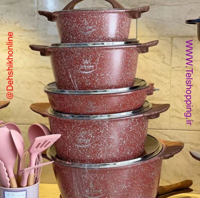 سرویس قابلمه گرانیتی 10 پارچه لایف اسمایل دسته چوبی مدل LIFEP5 gallery9