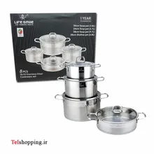 سرویس قابلمه 8 پارچ استیل لایف اسمایل مدل Lifep12 8silver